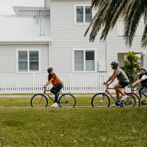 Bike riding through a residential street in Newcastle