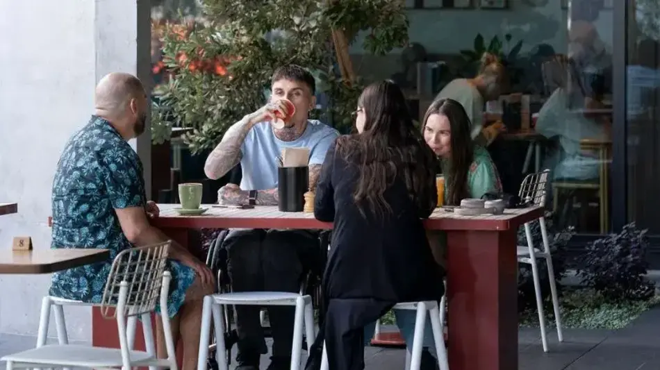 Group of four dining at Monte Cafe