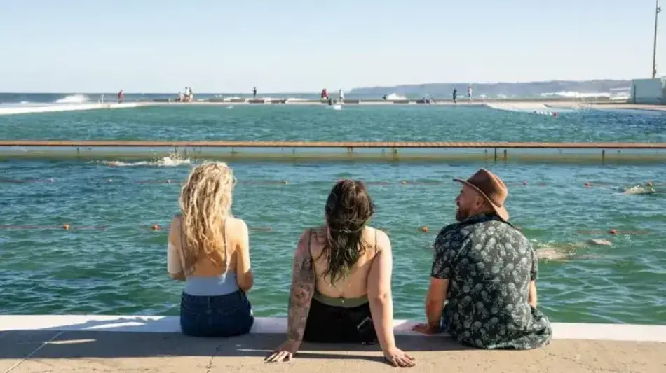 Group enjoying themselves at Newcastle Ocean Baths